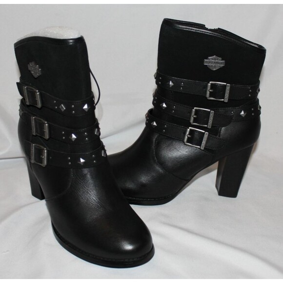 Harley-Davidson Women's Abbey Leather Heeled Motorcycle Fashion Boots NIB SZ 8.5 - Picture 6 of 9